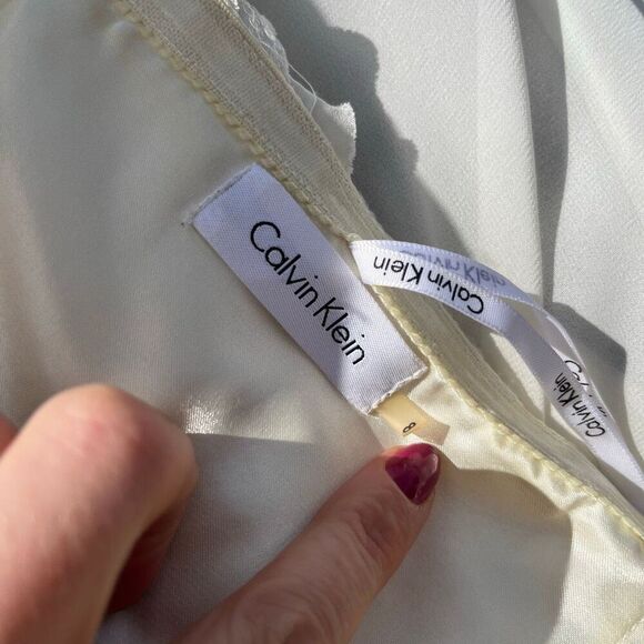 Calvin Klein Silk Strapless Maxi Dress Size 8 Bridal Wedding Gown Formal White - Picture 6 of 14